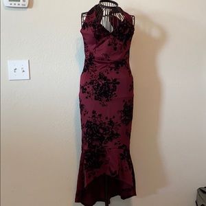 Maroon high, low dress